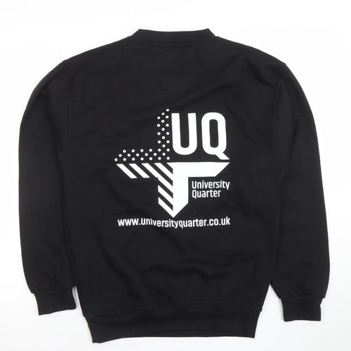 UCC Men’s Black Crew Neck Pullover Sweatshirt S Graphic Logo Regular Fit