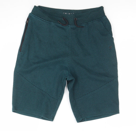 Workout Men's Green Geometric Biker Shorts Size S Elastic Waist