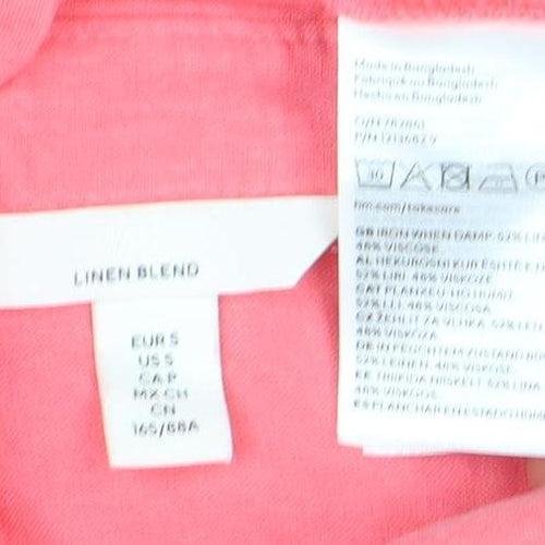 Uniqlo Women Pink Linen Cotton Button-Up Long Sleeve Shirt Size L