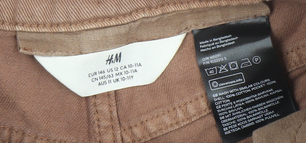 H&M Girls Brown Cotton Chino Shorts 11 Years