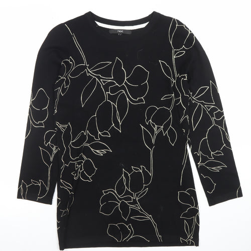 Next Women’s Black Floral 3/4 Sleeve Viscose Top UK 8