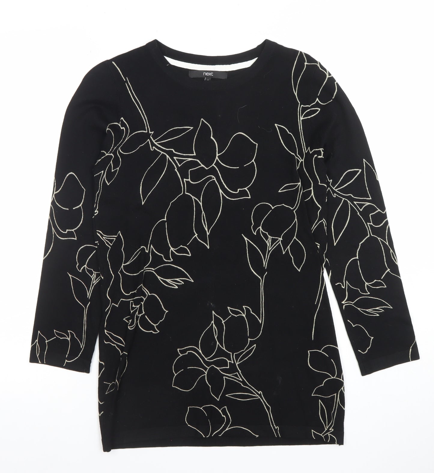 Next Women’s Black Floral 3/4 Sleeve Viscose Top UK 8