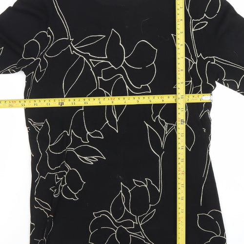 Next Women’s Black Floral 3/4 Sleeve Viscose Top UK 8