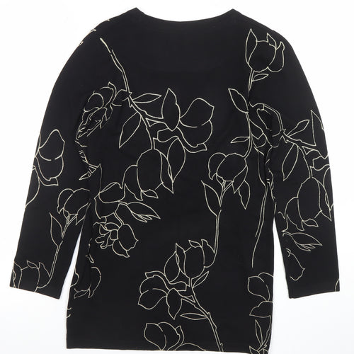 Next Women’s Black Floral 3/4 Sleeve Viscose Top UK 8
