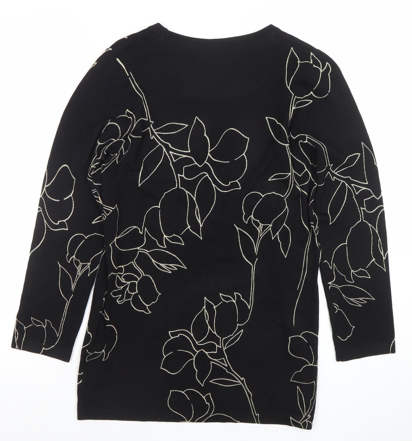 Next Women’s Black Floral 3/4 Sleeve Viscose Top UK 8