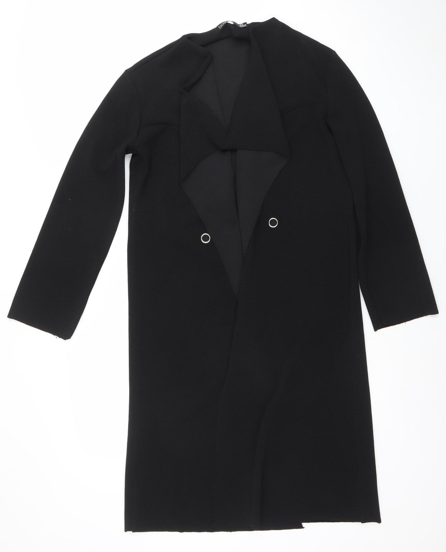 Boohoo Women’s Black Long Classic Coat Size 6