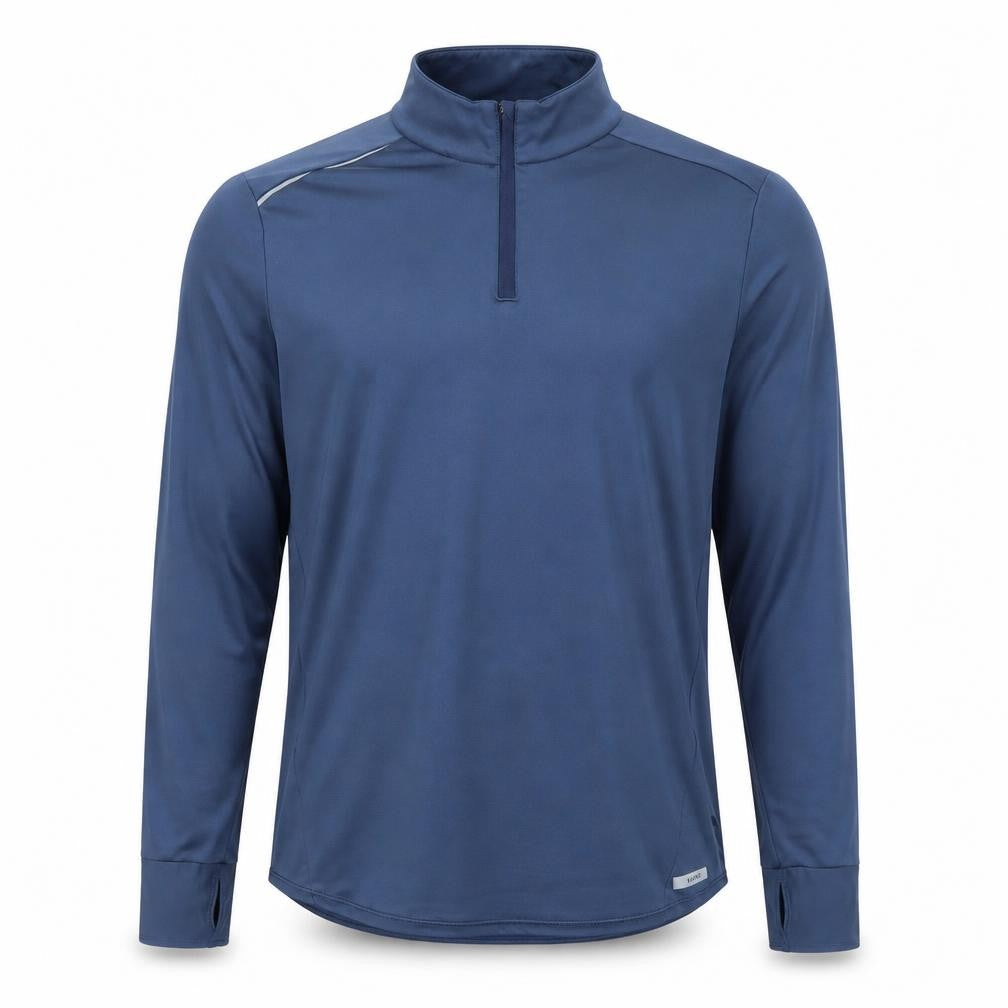 Front view of Decathlon Men’s Blue XL Athletic 1/4 Zip Pullover Sweatshirt