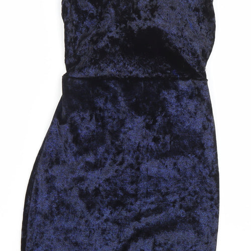PrettyLittleThing Women Blue Velvet Bodycon Dress Size 8