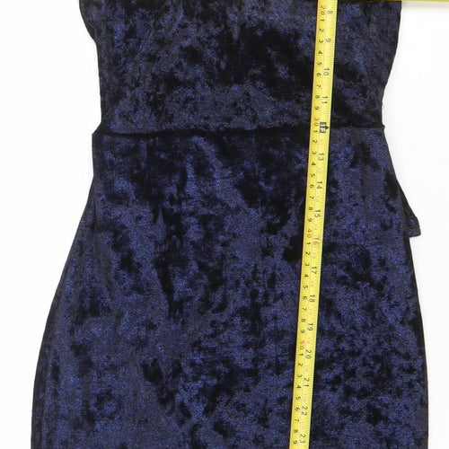 PrettyLittleThing Women Blue Velvet Bodycon Dress Size 8