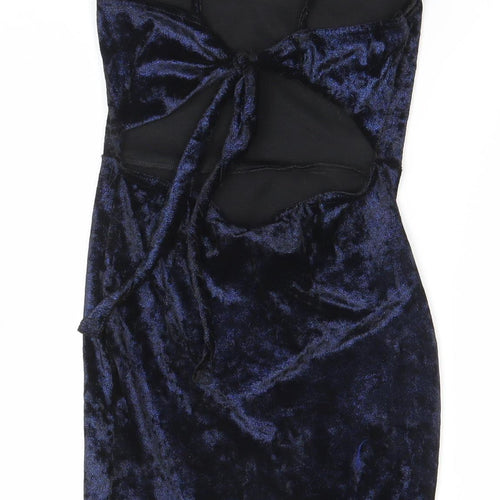 PrettyLittleThing Women Blue Velvet Bodycon Dress Size 8