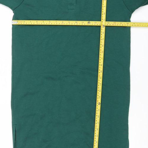Primark Women Green Collared Long Sleeve Shirt Dress 2XS