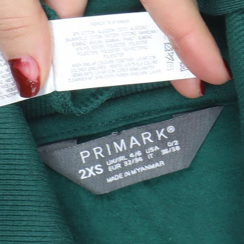 Primark Women Green Collared Long Sleeve Shirt Dress 2XS