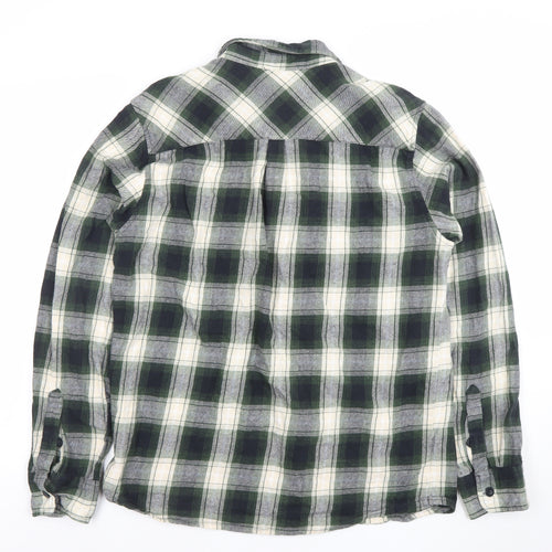 Mountain Warehouse Men's Green Check Cotton Button-Up Shirt L