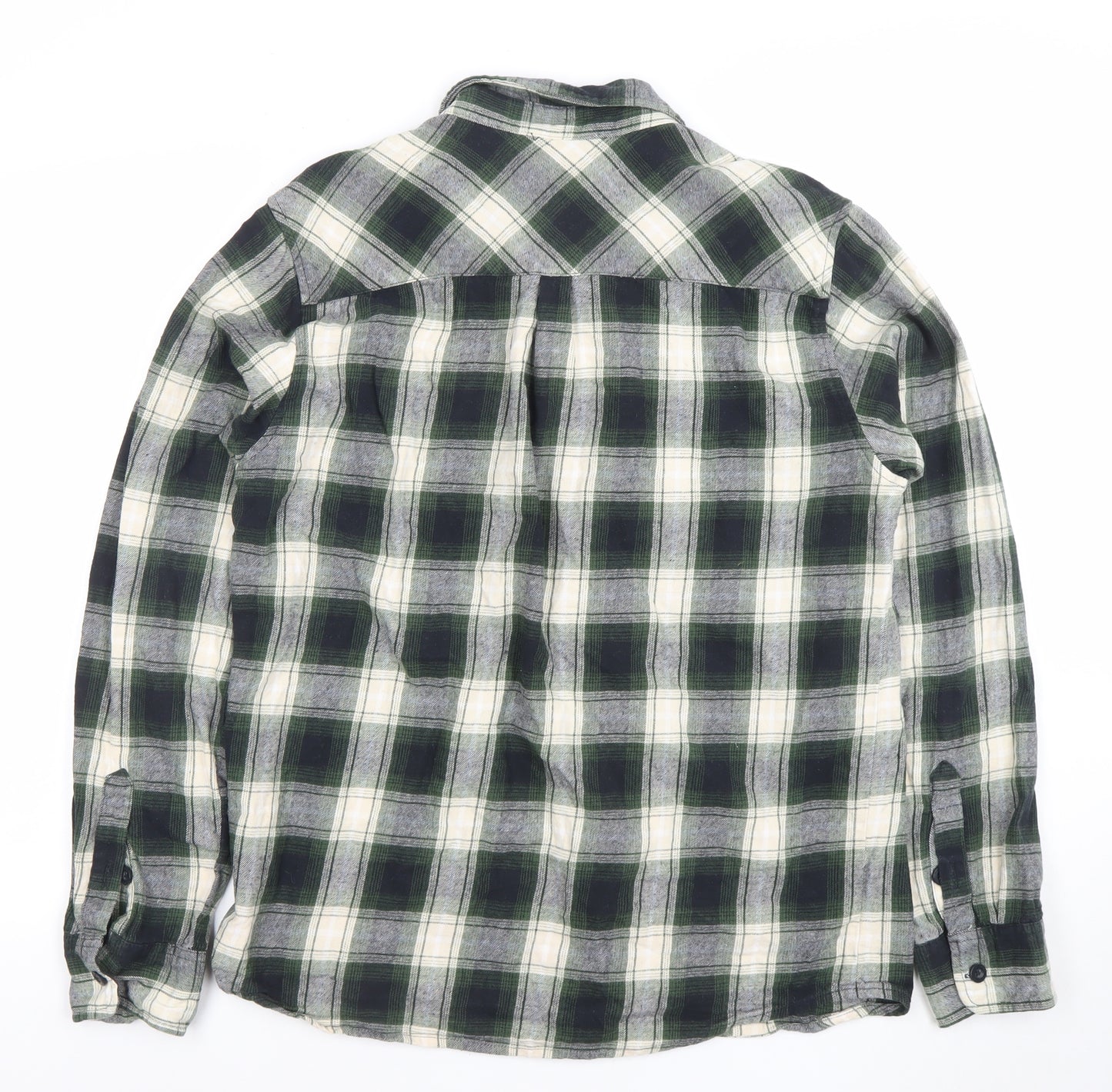 Mountain Warehouse Men's Green Check Cotton Button-Up Shirt L