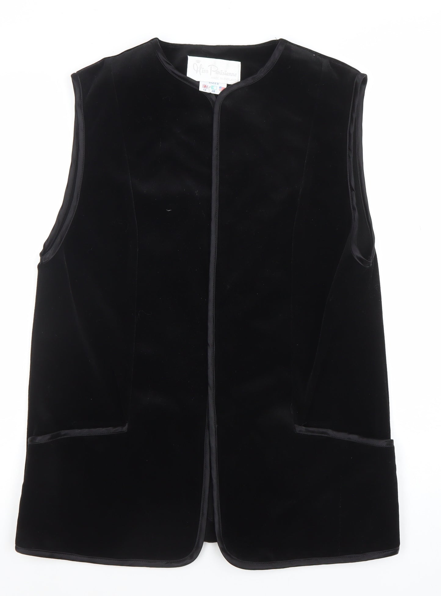 Miss Parisienne Women's Black Velvet Sleeveless Vest Size 12