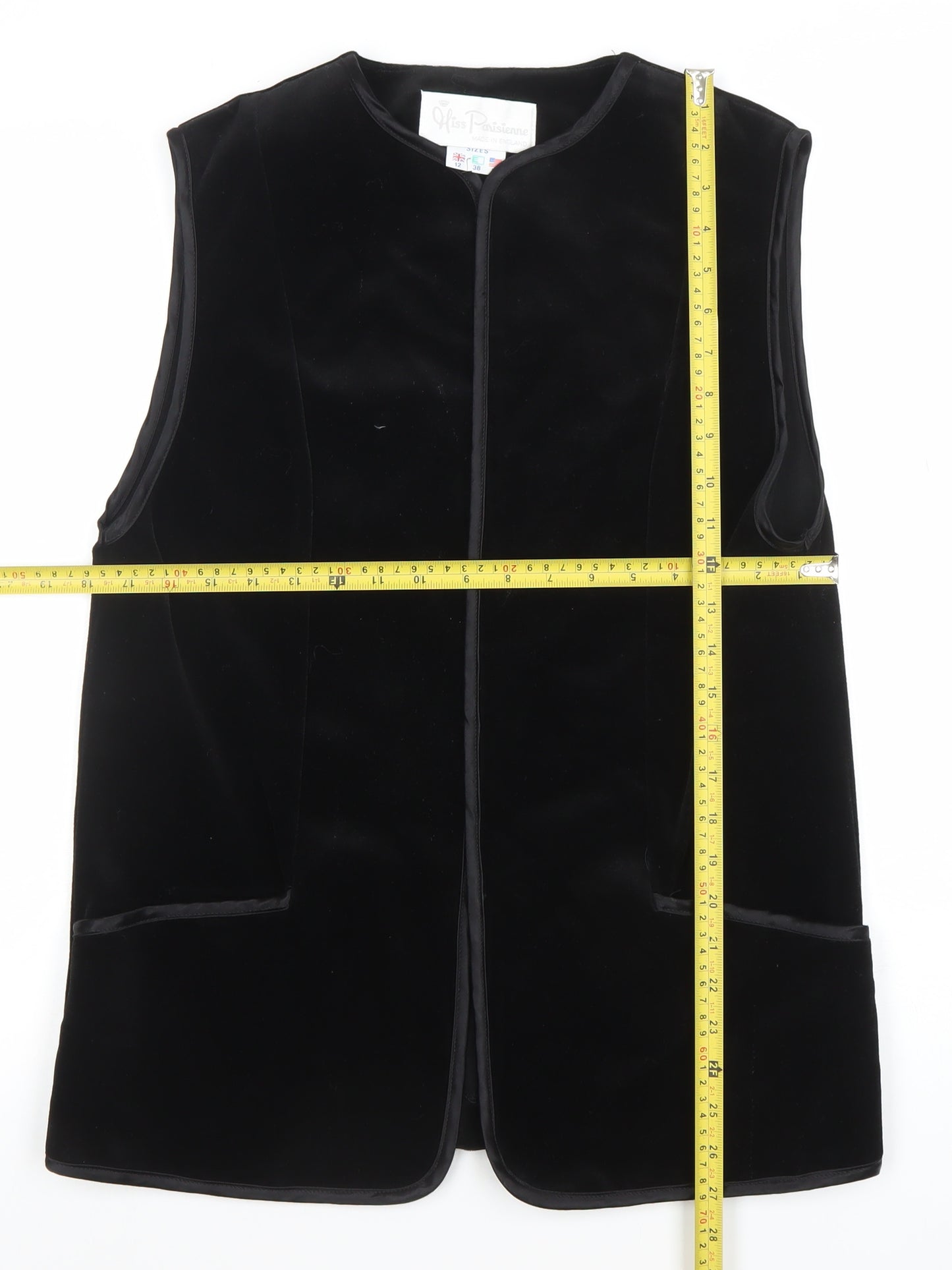 Miss Parisienne Women's Black Velvet Sleeveless Vest Size 12