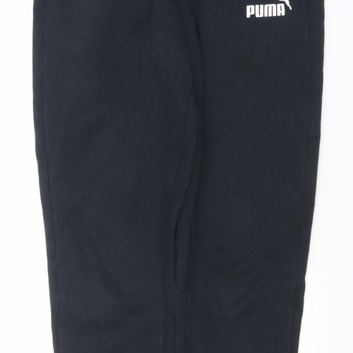 Puma Boys Black Jogger Trousers 13-14 Years Cotton Blend Fleece Sweatpants