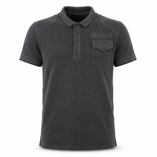 Front view of 883 Police Men's Grey Slim Fit Cotton Polo Shirt, size M