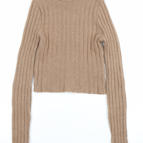 Staring at Stars Womens Beige Roll Neck Ribbed Knit Jumper Size S