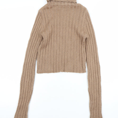 Staring at Stars Womens Beige Roll Neck Ribbed Knit Jumper Size S