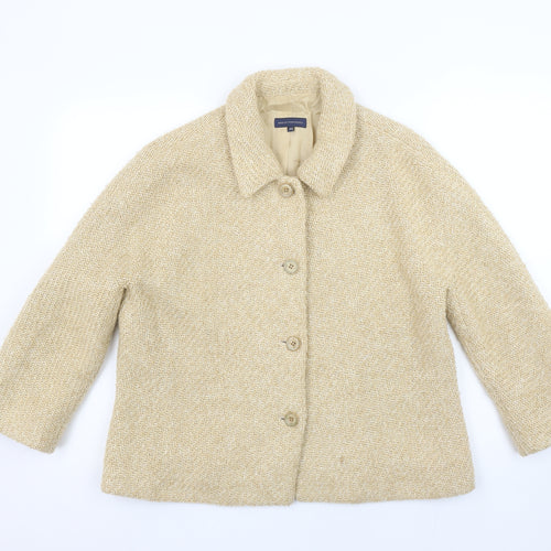 Adolfo Dominguez Women Beige Wool Blend Suit Jacket UK 18 Classic Style
