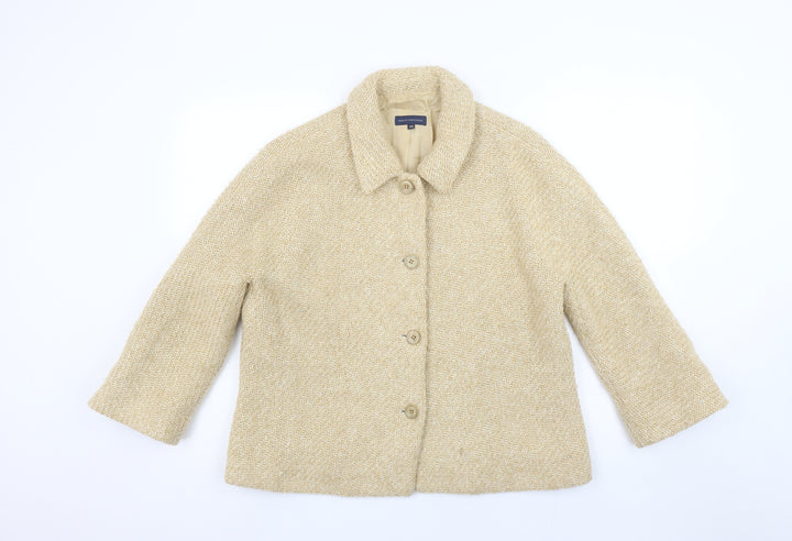 Adolfo Dominguez Women Beige Wool Blend Suit Jacket UK 18 Classic Style