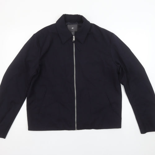 H&M Men’s Black Twill Full Zip Collared Short Jacket Size S