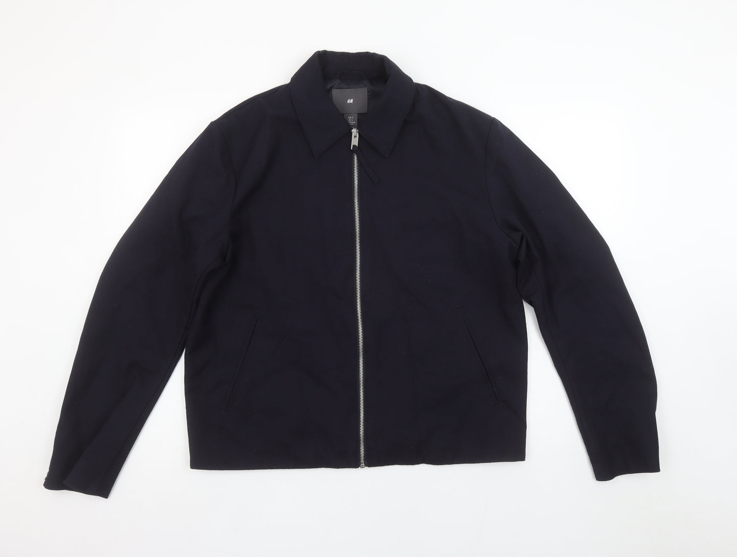 H&M Men’s Black Twill Full Zip Collared Short Jacket Size S