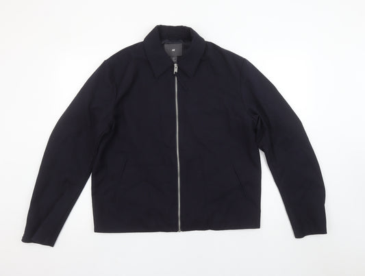 H&M Men’s Black Twill Full Zip Collared Short Jacket Size S