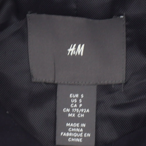 H&M Men’s Black Twill Full Zip Collared Short Jacket Size S