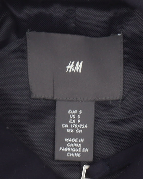H&M Men’s Black Twill Full Zip Collared Short Jacket Size S