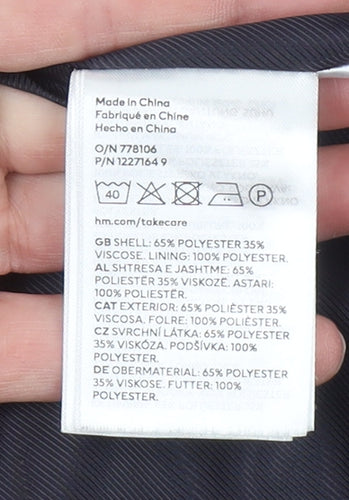 H&M Men’s Black Twill Full Zip Collared Short Jacket Size S