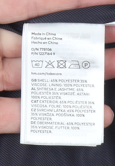 H&M Men’s Black Twill Full Zip Collared Short Jacket Size S