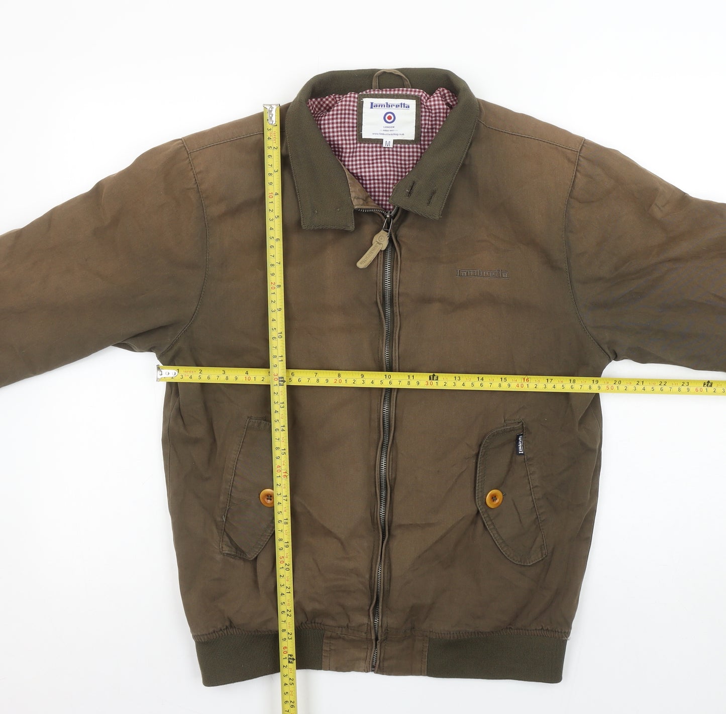 Lambretta Men's Brown Bomber Jacket M Cotton Lined Casual