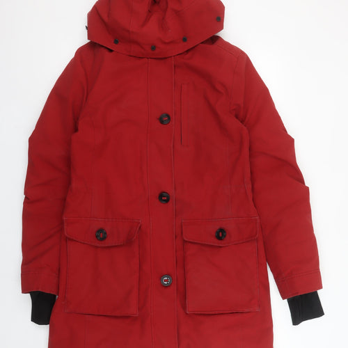 Marks and Spencer Womens Red Hooded Parka Coat Size 10