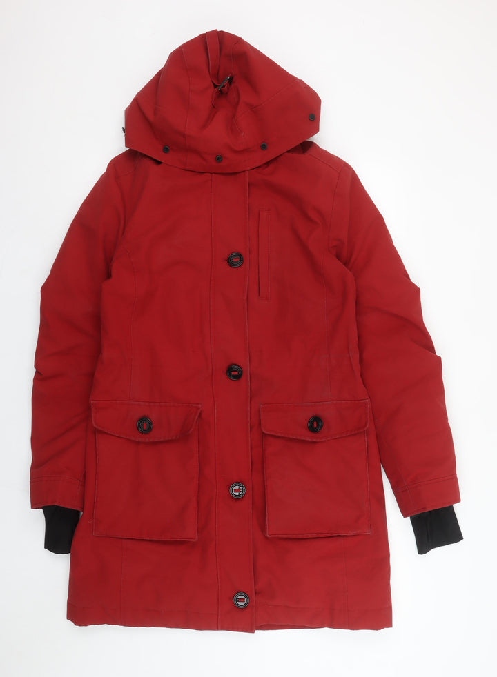 Marks and Spencer Womens Red Hooded Parka Coat Size 10