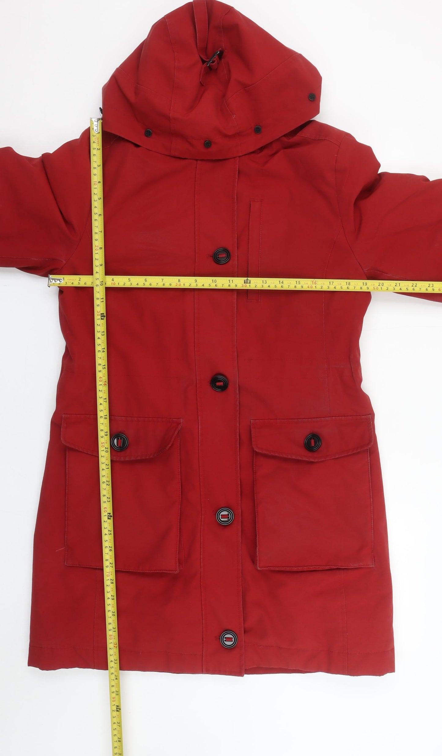 Marks and Spencer Womens Red Hooded Parka Coat Size 10
