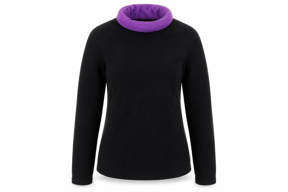 Front view of Decathlon Women's Black Purple Fleece Pullover Sweatshirt S