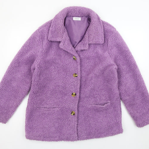 Damart Women Purple Fleece Coat Size 14 Mid-Length Lined Jacket