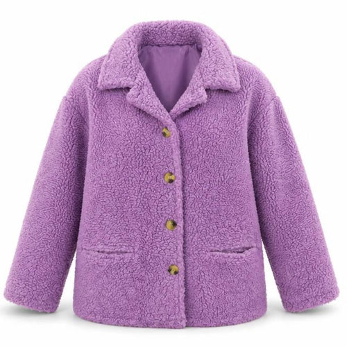 Damart Women Purple Fleece Coat Size 14 Mid-Length Lined Jacket