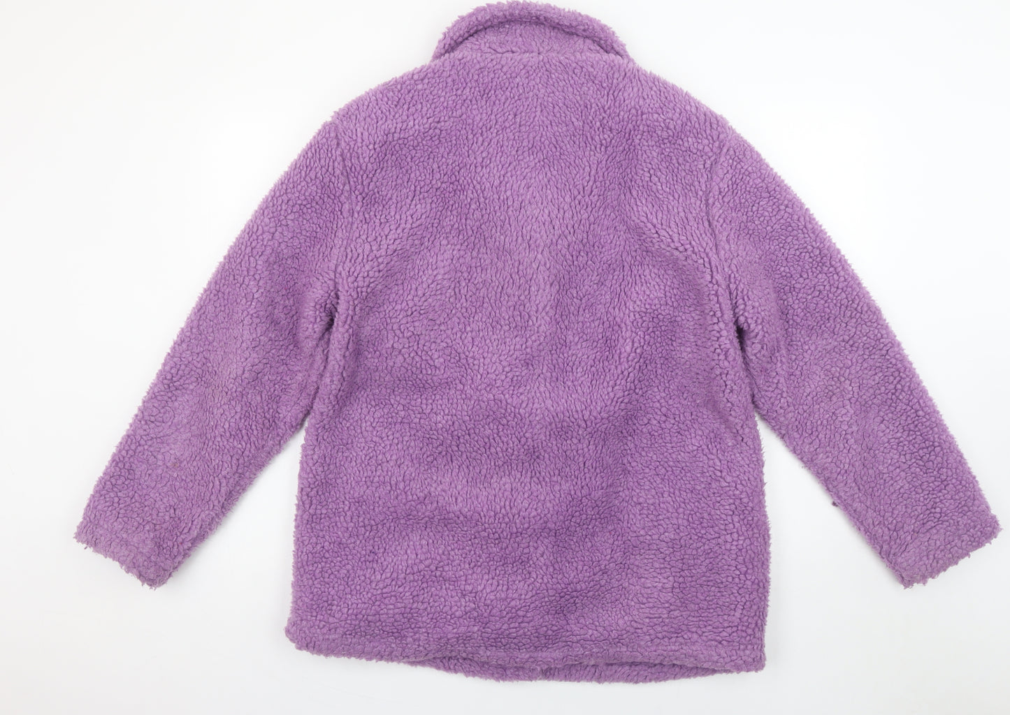 Damart Women Purple Fleece Coat Size 14 Mid-Length Lined Jacket
