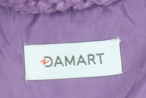 Damart Women Purple Fleece Coat Size 14 Mid-Length Lined Jacket