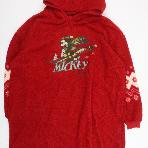 Primark Disney Women's Red Fleece Hooded Mickey Nightshirt M/L