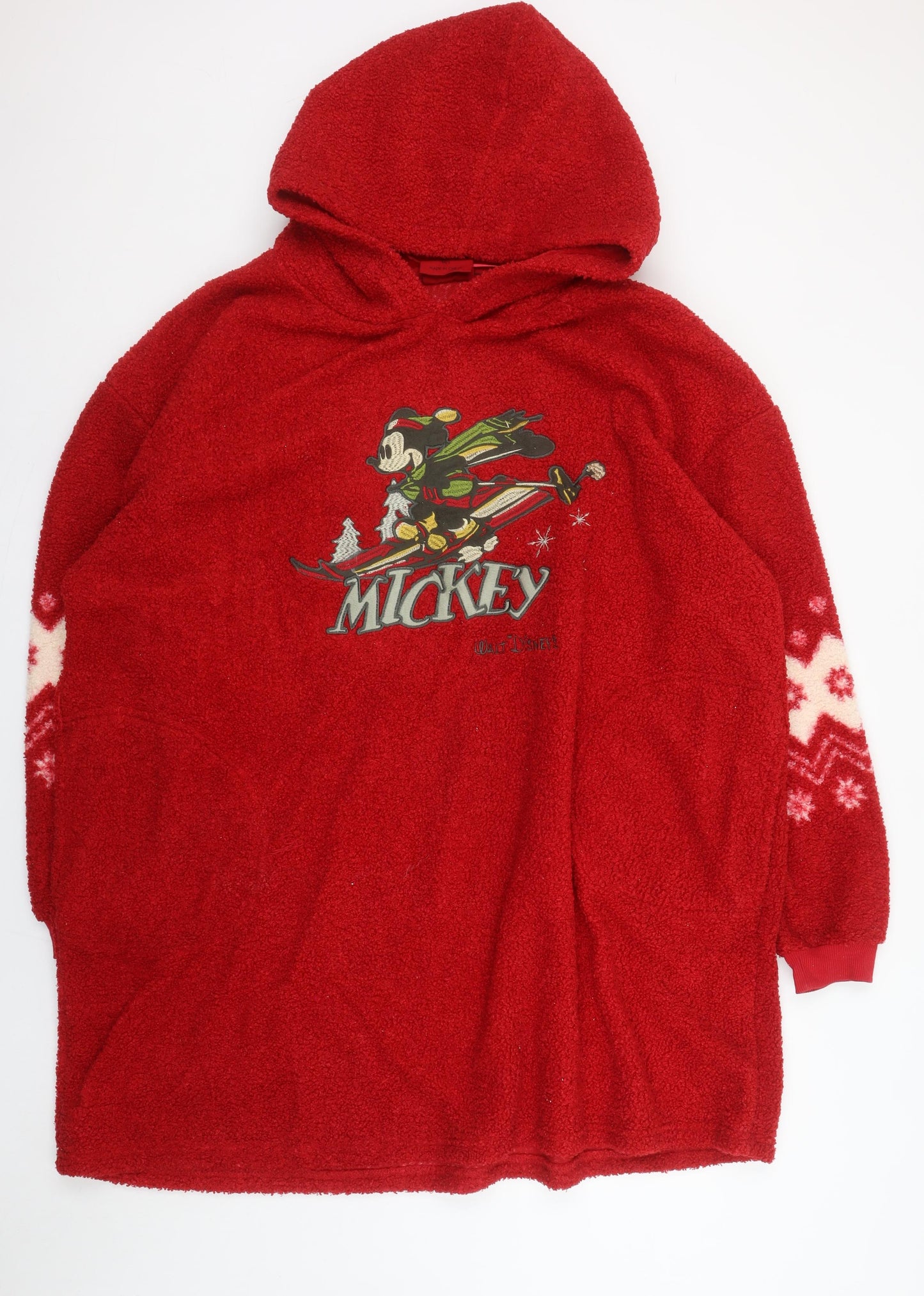 Primark Disney Women's Red Fleece Hooded Mickey Nightshirt M/L