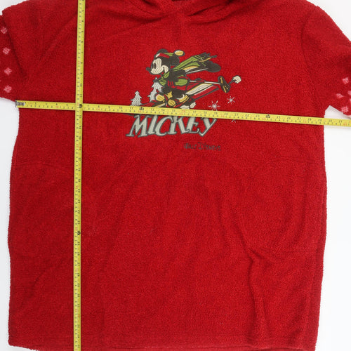 Primark Disney Women's Red Fleece Hooded Mickey Nightshirt M/L