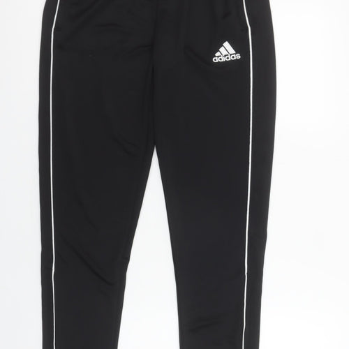Adidas Boys Black 13-14 Years Jogger Trousers with Side Stripes