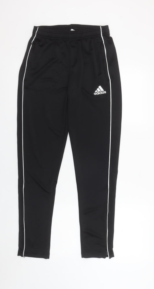 Adidas Boys Black 13-14 Years Jogger Trousers with Side Stripes