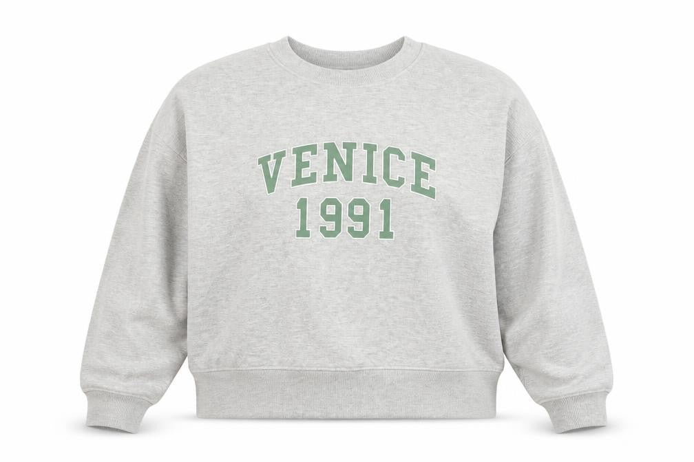 Front view of Primark women’s grey venice 1991 sweatshirt small cotton blend
