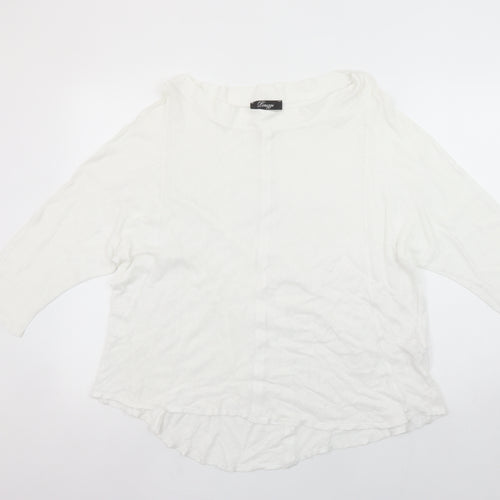Peruzzi Women’s White Linen Tunic Blouse Size S 3/4 Sleeve Relaxed Fit