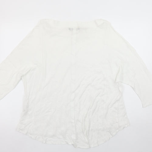 Peruzzi Women’s White Linen Tunic Blouse Size S 3/4 Sleeve Relaxed Fit